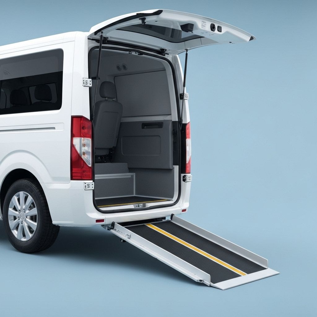 Modern accessible van with wheelchair ramp